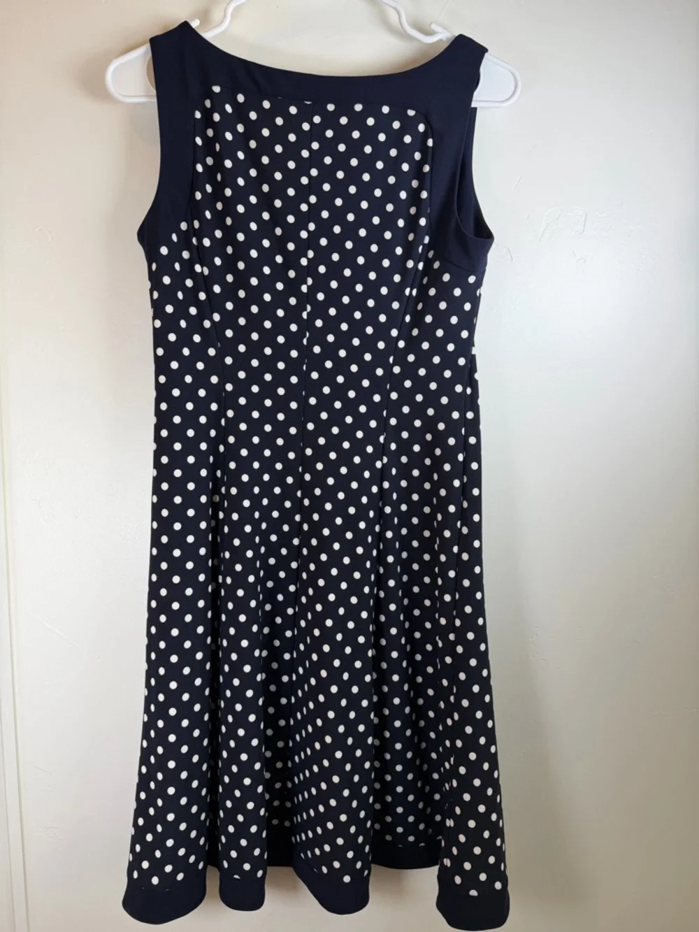Lauren Ralph Lauren Navy Polka Dot Fit & Flare Dress Size 6 - Picture 2 of 7
